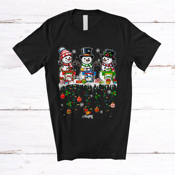 MacnyStore - Personalized Custom Name Sewing Snowman; Lovely Christmas Three Snowman Quilting T-Shirt