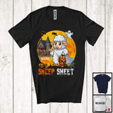 MacnyStore - Personalized Custom Name Sheep Sheet, Adorable Halloween Moon Boo Ghost Sheep Lover T-Shirt