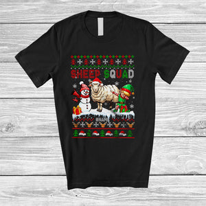 MacnyStore - Personalized Custom Name Sheep Squad; Amazing Christmas Sweater Snowman Dabbing Elf; Animal T-Shirt