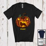 MacnyStore - Personalized Custom Name Shetland Sheepdog In Plaid Pumpkin; Creepy Halloween Animal T-Shirt