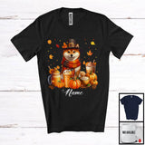 MacnyStore - Personalized Custom Name Shiba Inu Coffee Smoothie, Lovely Thanksgiving Pumpkin Drinks T-Shirt