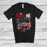 MacnyStore - Personalized Custom Name Show Me The Titties; Joyful 4th Of July American Flag Firecracker T-Shirt