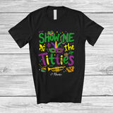 MacnyStore - Personalized Custom Name Show Me The Titties; Joyful Mardi Gras Mask Jester Hat Beads T-Shirt