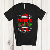 MacnyStore - Personalized Custom Name Sibling Claus Crew; Wonderful Christmas Lights Plaid Santa; Family T-Shirt