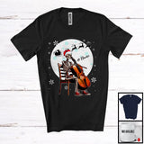 MacnyStore - Personalized Custom Name Skeleton Cello Player; Joyful Christmas Moon; Musical Instruments T-Shirt