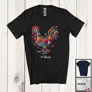 MacnyStore - Personalized Custom Name Skeleton Chicken Sugar Skull; Adorable Dia De Los Muertos Mexican Proud T-Shirt