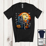 MacnyStore - Personalized Custom Name Skeleton Drinking Bourbon, Horror Halloween Pumpkin, Drinking Drunker T-Shirt