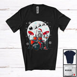 MacnyStore - Personalized Custom Name Skeleton Drum Player; Joyful Christmas Moon; Musical Instruments T-Shirt