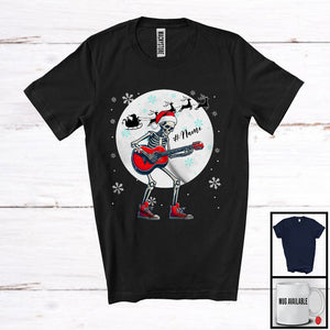 MacnyStore - Personalized Custom Name Skeleton Guitar Player; Joyful Christmas Moon; Musical Instruments T-Shirt