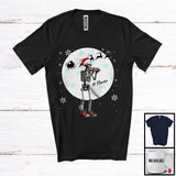 MacnyStore - Personalized Custom Name Skeleton Harmonica Player; Joyful Christmas Moon; Musical Instruments T-Shirt