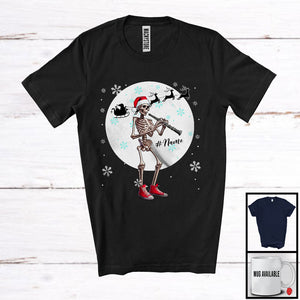 MacnyStore - Personalized Custom Name Skeleton Oboe Player; Joyful Christmas Moon; Musical Instruments T-Shirt