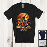 MacnyStore - Personalized Custom Name Skeleton On Taco, Scary Halloween Costume Moon, Food Taco Lover T-Shirt