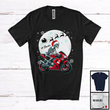 MacnyStore - Personalized Custom Name Skeleton Riding Motorbike; Joyful Christmas Moon Tree Skeleton; Family T-Shirt