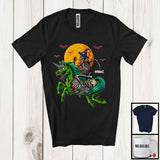 MacnyStore - Personalized Custom Name Skeleton Riding Zombie Unicorn; Horror Halloween Costume Moon T-Shirt