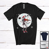 MacnyStore - Personalized Custom Name Skeleton Violin Player; Joyful Christmas Moon; Musical Instruments T-Shirt