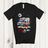 MacnyStore - Personalized Custom Name Sleigh All Day; Awesome Christmas Santa Riding Ambulance; Family T-Shirt