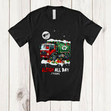 MacnyStore - Personalized Custom Name Sleigh All Day; Awesome Christmas Santa Riding Garbage Truck; Family T-Shirt