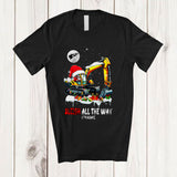 MacnyStore - Personalized Custom Name Sleigh All The Way; Awesome Christmas Santa Riding Excavator; Family T-Shirt