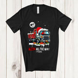 MacnyStore - Personalized Custom Name Sleigh All The Way; Awesome Christmas Santa Riding Truck; Family T-Shirt