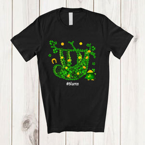 MacnyStore - Personalized Custom Name Sloth Shape Shamrock; Adorable St. Patrick's Day Gold Pot; Animal T-Shirt