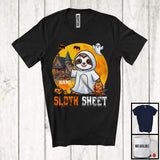 MacnyStore - Personalized Custom Name Sloth Sheet, Adorable Halloween Moon Boo Ghost Sloth Lover T-Shirt