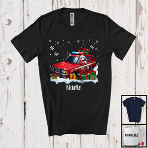 MacnyStore - Personalized Custom Name Snowman Driving Police Car, Adorable Christmas Rider, X-mas Team T-Shirt