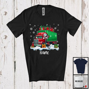 MacnyStore - Personalized Custom Name Snowman Driving Truck, Adorable Christmas Rider, X-mas Team T-Shirt