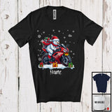 MacnyStore - Personalized Custom Name Snowman Riding Motorbike, Adorable Christmas Rider, X-mas Team T-Shirt