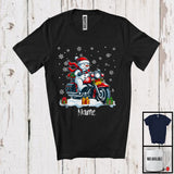 MacnyStore - Personalized Custom Name Snowman Riding Motorcycle, Adorable Christmas Rider, X-mas Team T-Shirt