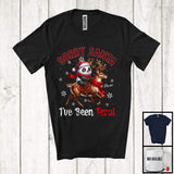 MacnyStore - Personalized Custom Name Sorry I've Been Feral; Fantastic Christmas Plaid Panda Riding Reindeer T-Shirt