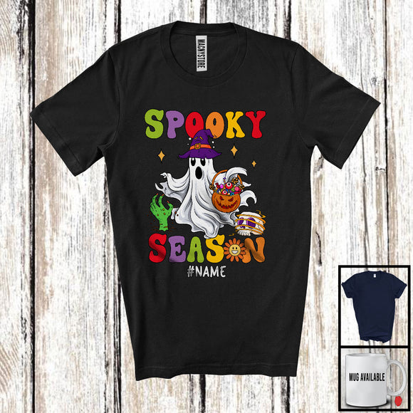 MacnyStore - Personalized Custom Name Spooky Season; Lovely Halloween Boo Ghost Witch; Candy Lover T-Shirt