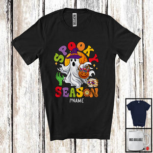 MacnyStore - Personalized Custom Name Spooky Season; Lovely Halloween Boo Ghost Witch; Candy Scary Moon T-Shirt