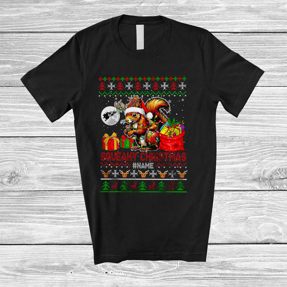 MacnyStore - Personalized Custom Name Squeaky Christmas; Lovely X-mas Sweater Custom Name Squirrel Nuts T-Shirt