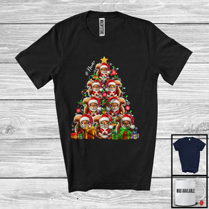 MacnyStore - Personalized Custom Name Squirrel Christmas Tree; Joyful X-mas Lights Squirrel; Rodent Animal T-Shirt