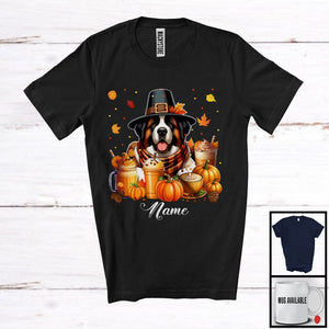 MacnyStore - Personalized Custom Name St. Bernard Coffee Smoothie, Lovely Thanksgiving Pumpkin Drinks T-Shirt