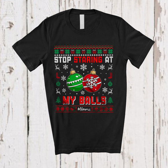 MacnyStore - Personalized Custom Name Stop Staring At My Balls; Fantastic Christmas Sweater Ornaments T-Shirt