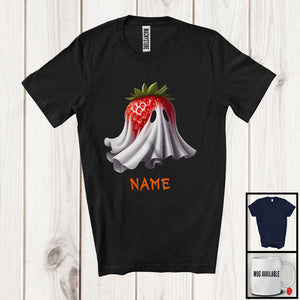 MacnyStore - Personalized Custom Name Strawberry Boo Ghost Cosplay, Horror Halloween Fruit Vegan, Family T-Shirt
