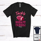 MacnyStore - Personalized Custom Name Tackle Breast Cancer; Lovely American Football Ball Player; Pink Ribbon T-Shirt