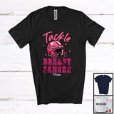 MacnyStore - Personalized Custom Name Tackle Breast Cancer; Lovely American Football Helmet Player; Pink Ribbon T-Shirt