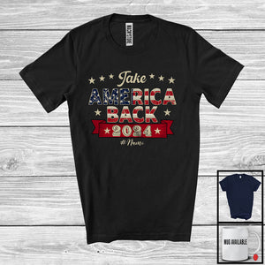 MacnyStore - Personalized Custom Name Take America Back 2024; Awesome Election US Flag; Trump President T-Shirt