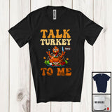 MacnyStore - Personalized Custom Name Talk Turkey To Me, Happy Thanksgiving Nude Turkey On Dish Meal T-Shirt