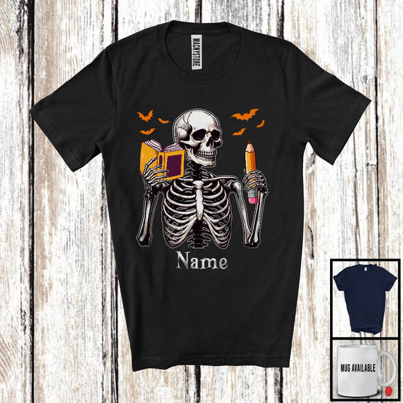 MacnyStore - Personalized Custom Name Teacher Skeleton, Horror Halloween Costume Proud Careers Group T-Shirt