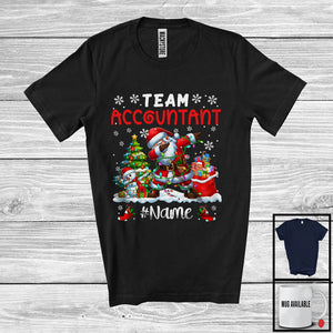 MacnyStore - Personalized Custom Name Team Accountant, Joyful Christmas Santa Snowman Dabbing, Careers T-Shirt