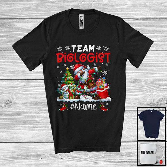 MacnyStore - Personalized Custom Name Team Biologist, Joyful Christmas Santa Snowman Dabbing, Careers T-Shirt