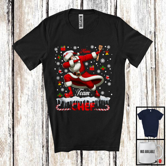 MacnyStore - Personalized Custom Name Team Chef, Awesome Christmas Santa Snowing, Careers Group T-Shirt