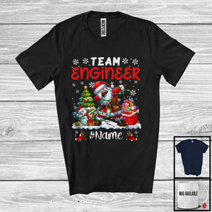 MacnyStore - Personalized Custom Name Team Engineer, Joyful Christmas Santa Snowman Dabbing, Careers T-Shirt