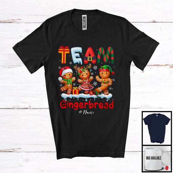 MacnyStore - Personalized Custom Name Team Gingerbread; Fantastic Christmas Lights Snowing; Family Baker T-Shirt