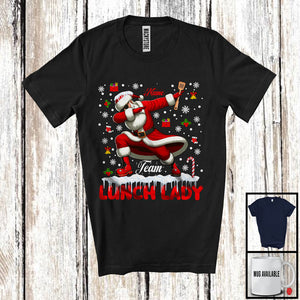MacnyStore - Personalized Custom Name Team Lunch Lady, Awesome Christmas Santa Snowing, Careers Group T-Shirt