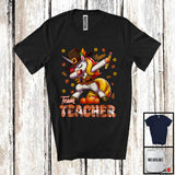 MacnyStore - Personalized Custom Name Team Teacher, Joyful Thanksgiving Dabbing Unicorn, Plaid Careers T-Shirt