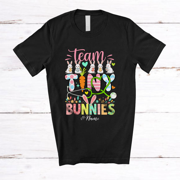 MacnyStore - Personalized Custom Name Team Tiny Bunnies; Amazing Easter Bunny Colorful Easter Eggs; Family T-Shirt